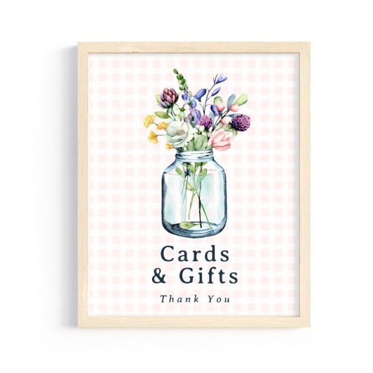 Cards & Gifts Sign Rustic Wildlflower Mason Jar Poster