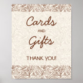 Cards & Gifts Warm Brown Floral Handwritten Font Poster (Vorne)