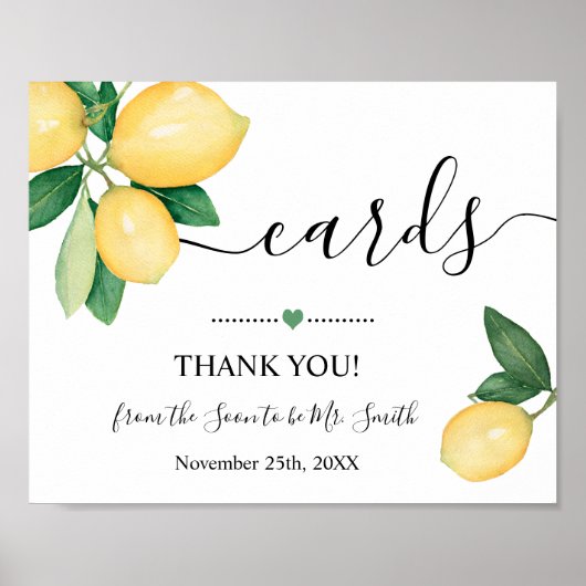 Cards Signature Lemons Brautparty Hochzeitsempfang Poster (Vorne)