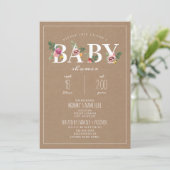 Cardstock Bloral Baby Dusche Einladung (Stehend Vorderseite)