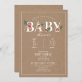 Cardstock Bloral Baby Dusche Einladung (Vorne/Hinten)