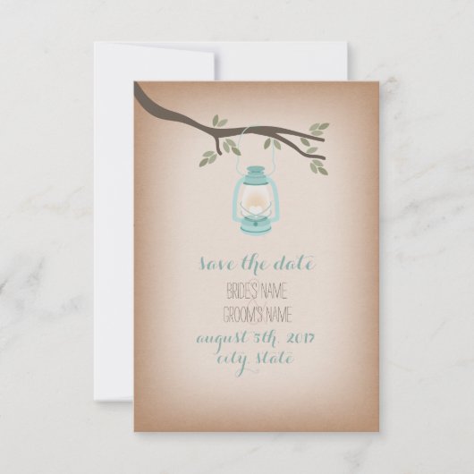 Cardstock Inspiriert Blaue Laterne Save the Date (Vorderseite)