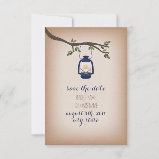 Cardstock Inspiriert Blue Camp Lantern Save the Da Date (Vorderseite)