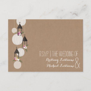 Cardstock Inspiriert Floral Lanterns Wedding RSVP Karte