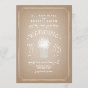 Cardstock Inspiriert Gipskraut Mason Jar Wedding Einladung