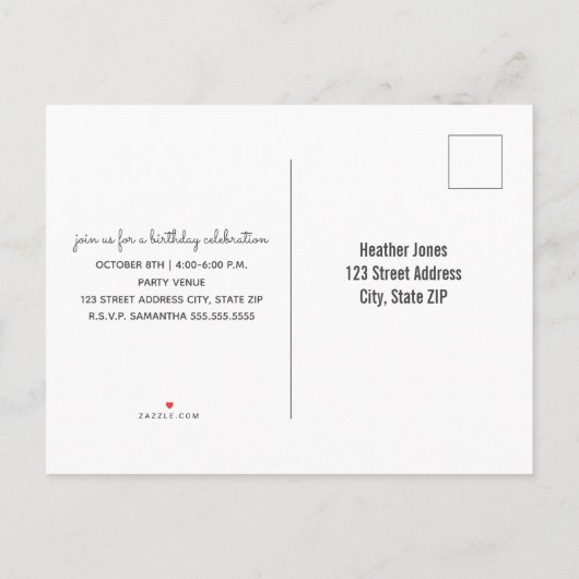 Cardstock Inspiriert Regenbogenwolken Geburtstag Einladungspostkarte (Rückseite)