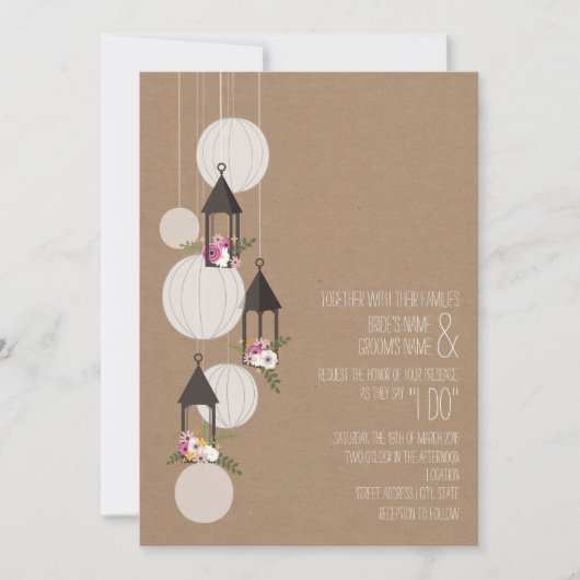 Cardstock Inspirierte Blumenlatterns Hochzeit Einladung (Vorderseite)