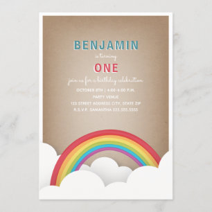 Cardstock Regenbogenwolken Geburtstag Einladung
