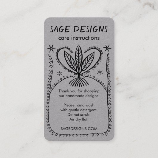 CARE ANWEISUNGEN Boho Whimsical Line Art Luxe Visitenkarte (Vorderseite)