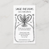 CARE ANWEISUNGEN Boho Whimsical Line Art Visitenkarte (Vorderseite)