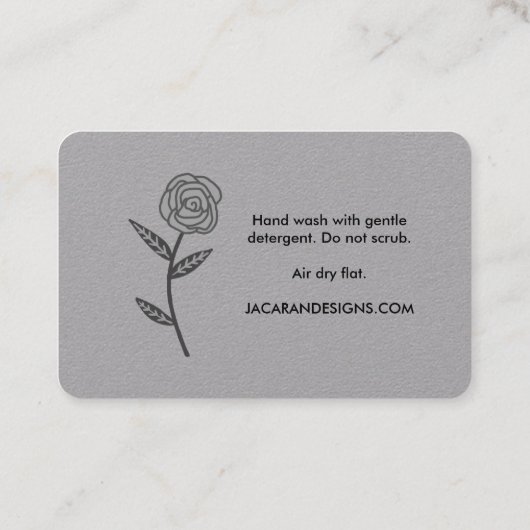 CARE ANWEISUNGEN Chic Elegant Rose Rahmen Luxe Visitenkarte (Rückseite)