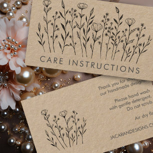 CARE ANWEISUNGEN Chic Elegant Wildblume Kraft Visitenkarte