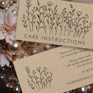 CARE ANWEISUNGEN Chic Elegant Wildblume Kraft Visitenkarte