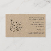 CARE ANWEISUNGEN Chic Elegant Wildblume Kraft Visitenkarte (Rückseite)