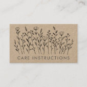 CARE ANWEISUNGEN Chic Elegant Wildblume Kraft Visitenkarte (Vorderseite)