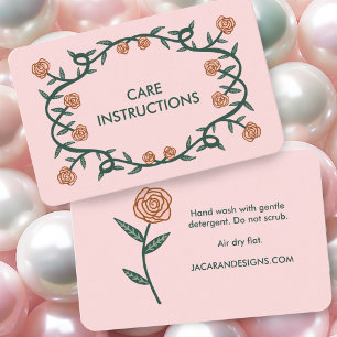 CARE ANWEISUNGEN Chic Elegante Rose Rahmen Blumenm Visitenkarte