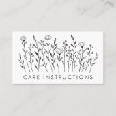 CARE ANWEISUNGEN schicke Elegante Wildblume Kunst, Visitenkarte (Vorderseite)