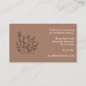 CARE ANWEISUNGEN schicke Elegante Wildblume Mocha Visitenkarte (Rückseite)