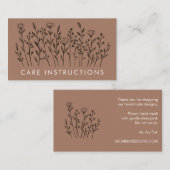CARE ANWEISUNGEN schicke Elegante Wildblume Mocha Visitenkarte (Vorne/Hinten)