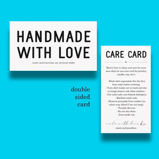 Care Card, hausgemachte Kerze Shirt Schmuck Tumble Begleitkarte
