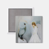 Care Guardian Angel and White Owl von Amelia Carri Magnet (Vorderseite/Rückseite)