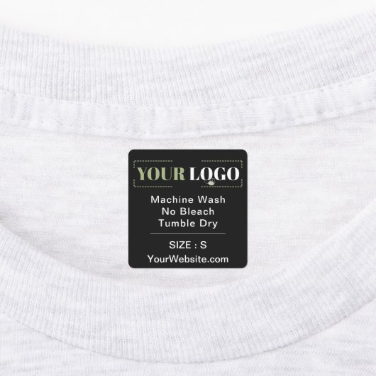 Care Instruction Size Website Square Black Garden Etiketten (Befestigt)