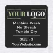 Care Instruction Size Website Square Black Garden Etiketten (Design 1)