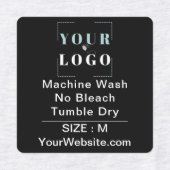 Care Instructions and Size Square Black Clothing Etiketten (Design 2)