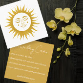 Care Instruktionen Sunshine Boho Line Art Gold Quadratische Visitenkarte