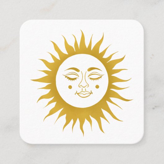 Care Instruktionen Sunshine Boho Line Art Gold Quadratische Visitenkarte (Vorderseite)