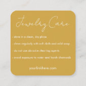 Care Instruktionen Sunshine Boho Line Art Gold Quadratische Visitenkarte (Rückseite)