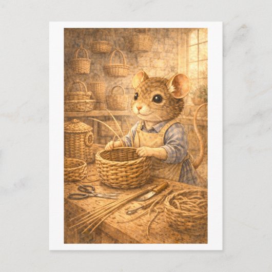 Career Mouse as Basket Weaver Postkarte (Vorderseite)