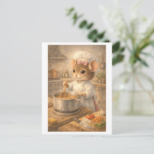 Career Mouse as Chef Postkarte (Stehend Vorderseite)