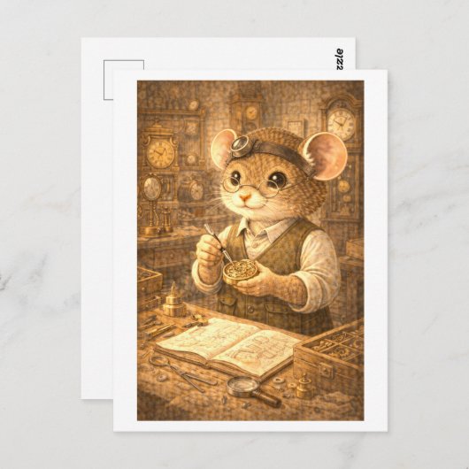 Career Mouse as Clock Maker Postkarte (Vorne/Hinten)