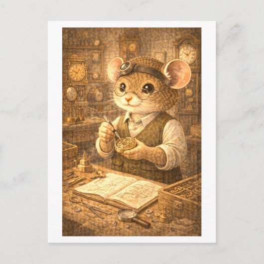 Career Mouse as Clock Maker Postkarte (Vorderseite)