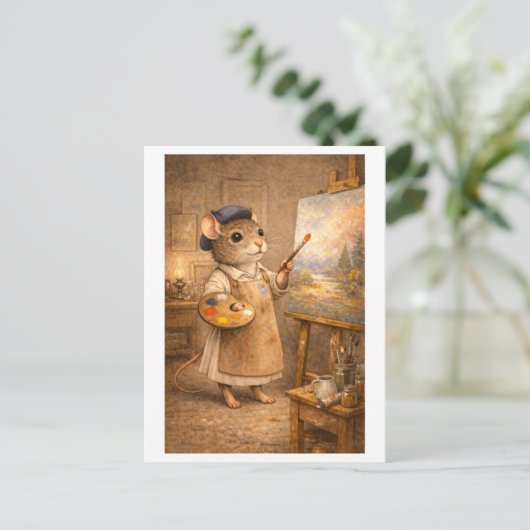 Career Mouse as Painter Postkarte (Stehend Vorderseite)