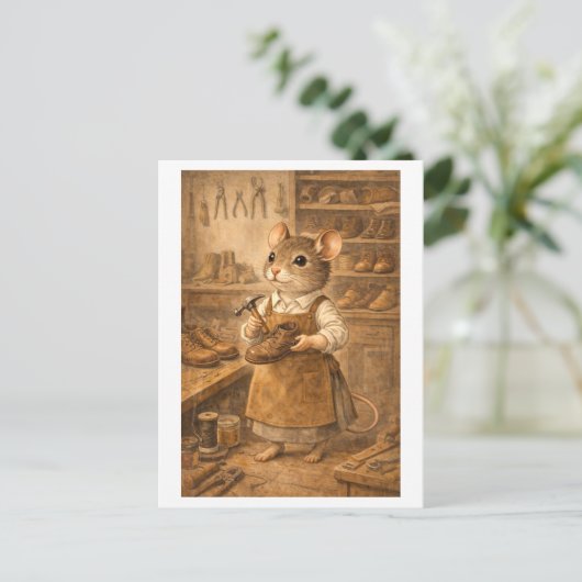 Career Mouse as Shoemaker Postkarte (Stehend Vorderseite)