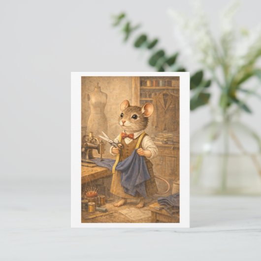 Career Mouse as Tailor Postkarte (Stehend Vorderseite)