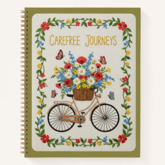 Carefree Journeys Embroidered Vintage Bicycle Notizblock