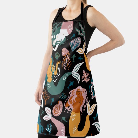 Carefree Mermaids Seashells Vintages Design Schürze (InSitu)