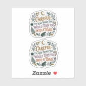 Careful I've Read Things Funny Book Witch Quote  Aufkleber (Blatt)