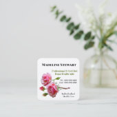 Caregier Fresh Pink Rose Square Beruflich Quadratische Visitenkarte (Stehend Vorderseite)