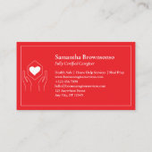 Caregier Herz Hand rot Visitenkarte (Rückseite)
