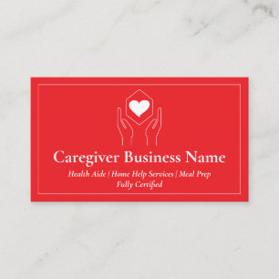 Caregier Herz Hand rot Visitenkarte