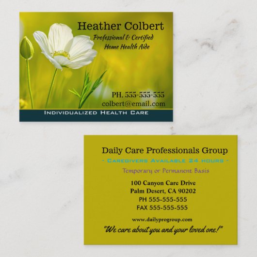Caregier Meadow Floral Beruflich Visitenkarte (Vorne/Hinten)