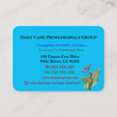 Caregiver, der 2 schönes mit Blumenberufliches Visitenkarte (Rückseite)