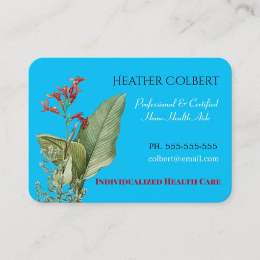 Caregiver, der 2 schönes mit Blumenberufliches Visitenkarte (Vorderseite)