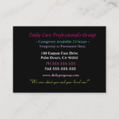 Caregiver Elegante Pink Iris Beruflich Visitenkarte (Rückseite)