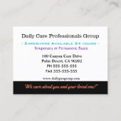 Caregiver Empathy Bewahrer Beruflich Visitenkarte (Rückseite)