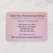 Caregiver-Flattern-freundliches berufliches Visitenkarte (Rückseite)